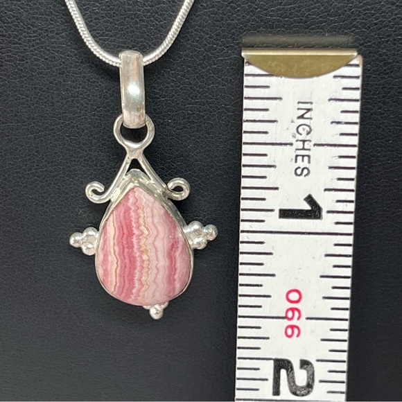 925 Sterling Rhodochrosite Unconditional Love Pendant Necklace Silver 18" - Picture 7 of 9
